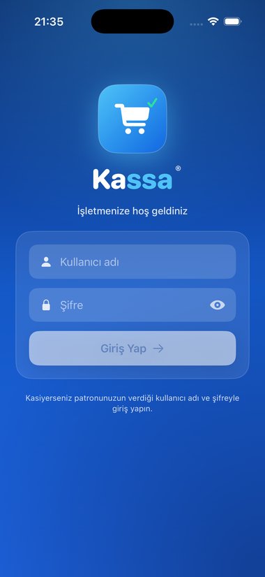 Kassa giriş ekranı — patron ve kasiyer için güvenli oturum